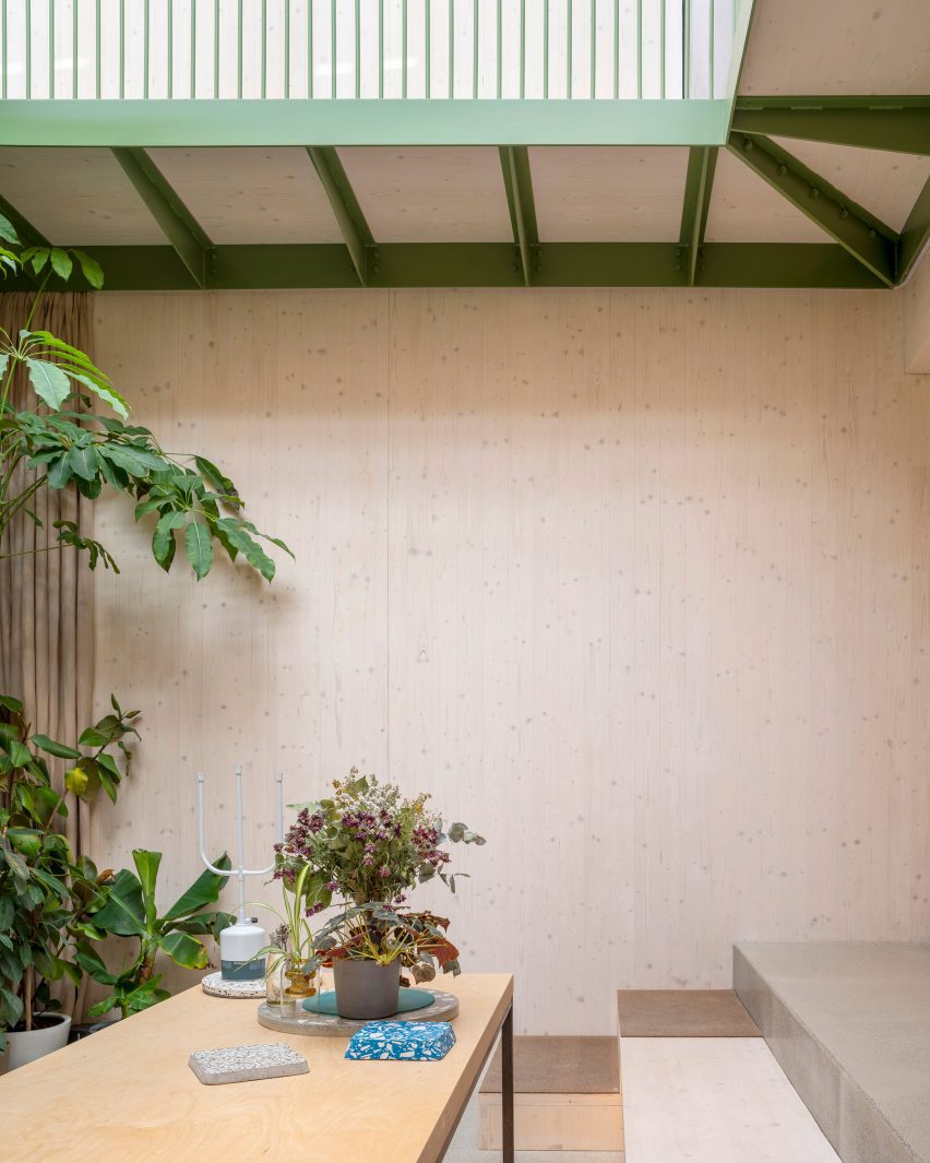 CLT-lined interior of Green House by Hayhurst and Co