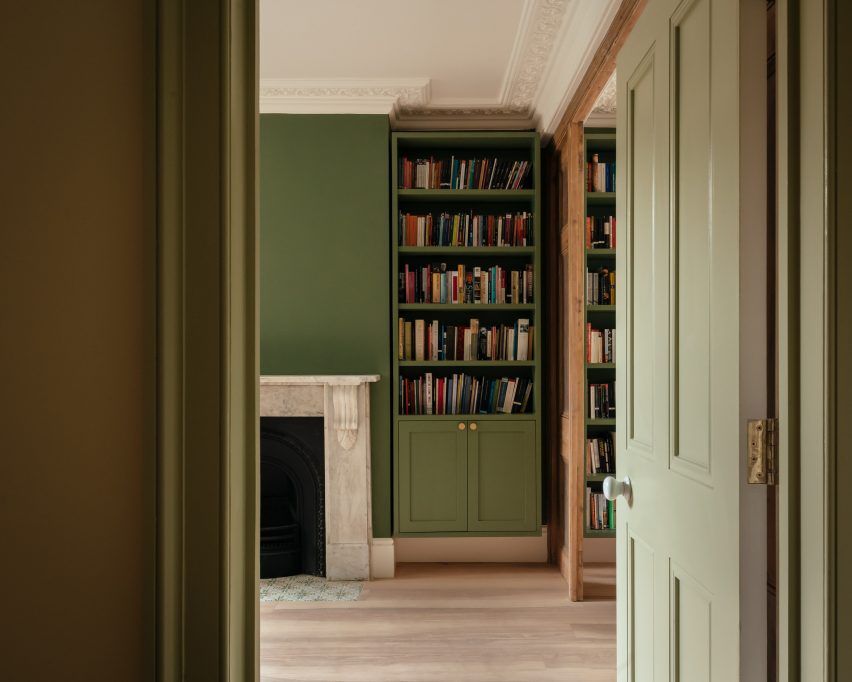 Victorian drawing room painted green