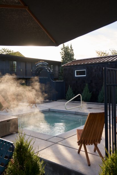 Hot tub with steam coming off it