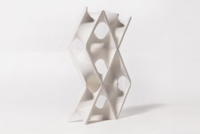 White model of zig zagging space with holes