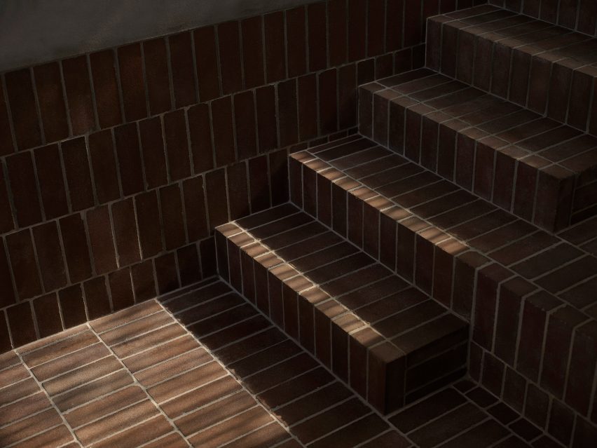 Brick-lined steps