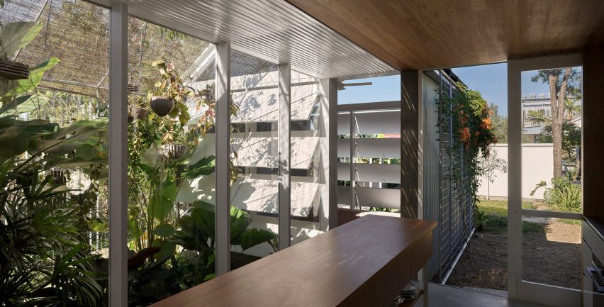 Hopscotch House interior overlooking a garden