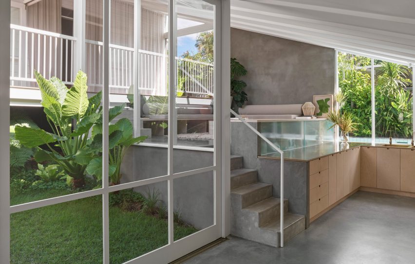 Interior of Cascade House by John Ellway arranged around courtyards