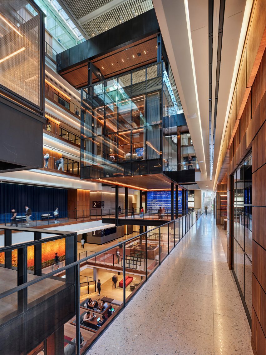 A central atrium in a university building