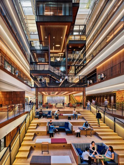 An atrium with multiple, open floorx