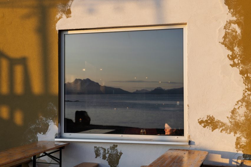 View out a window at the Trevarefabrikken hotel in Norway by Jonathan Tuckey Design