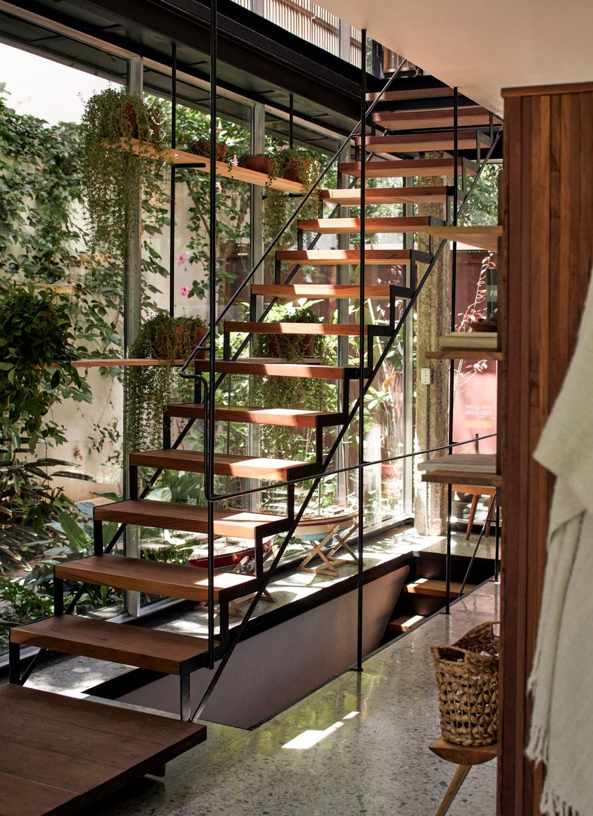 Suspended staircase at Casa Mendoza