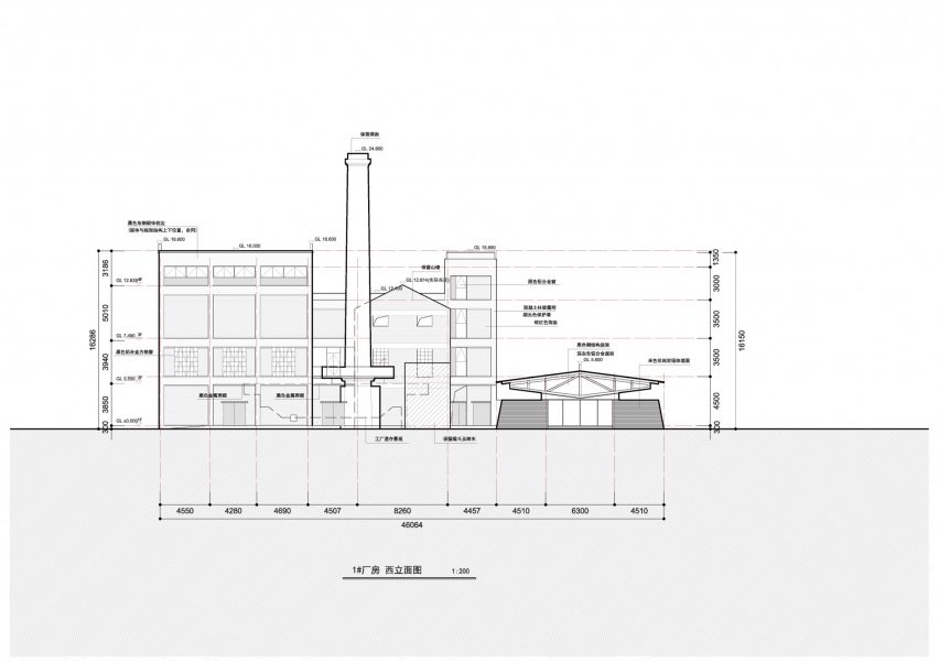 Elevation drawing of Yongchun Vinegar Sightseeing Factory by Lel Design Studio