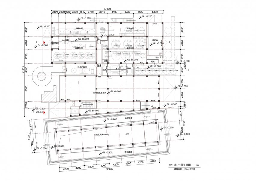 First floor plan of Yongchun Vinegar Sightseeing Factory by Lel Design Studio