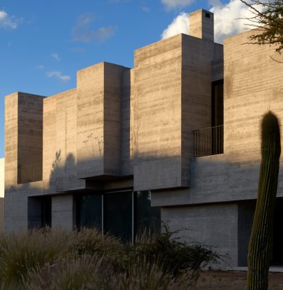 Blocky concrete facade of Casa HMZ