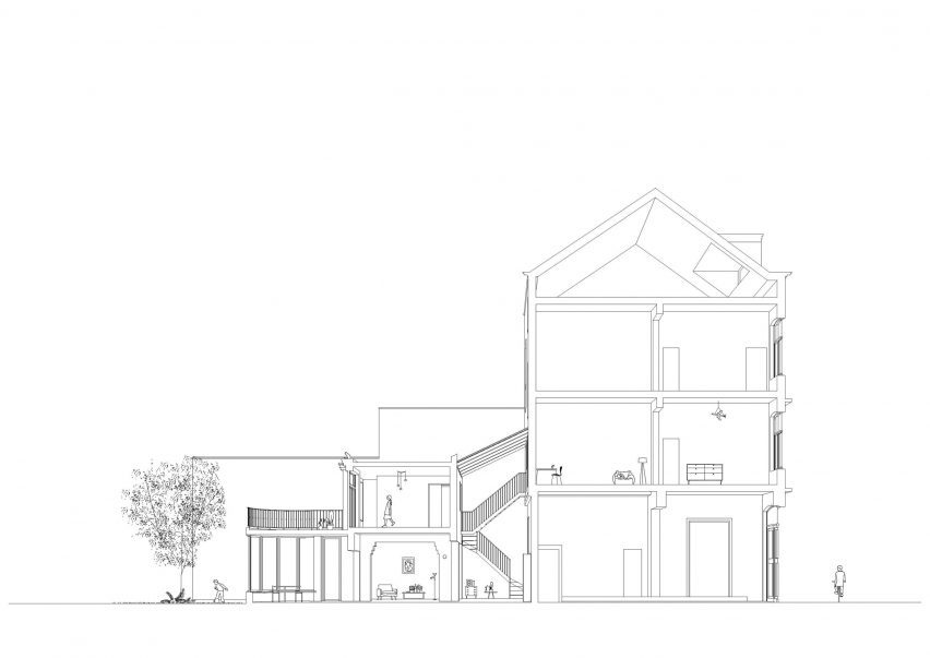 Section drawing of a Belgian home by Mamout