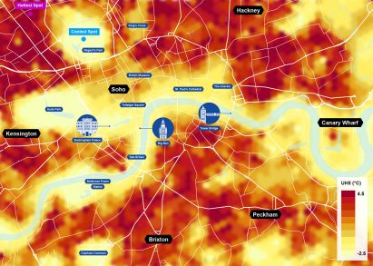 Arup urban heat map of London