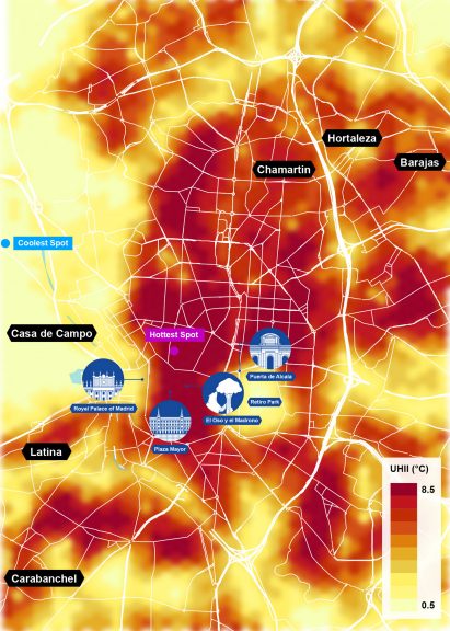 Arup urban heat map of Madrid