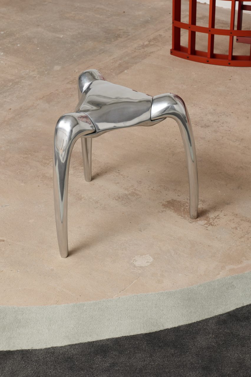 An aluminum stool