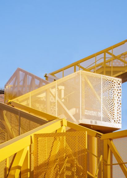 Bright yellow staircase
