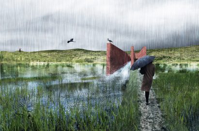 visual of a riverside landscape design
