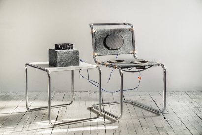 Car speakers on Spoleto chair