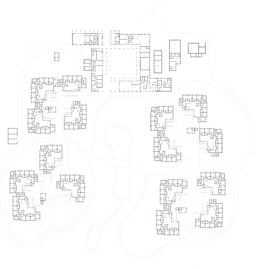 Ground floor plan of the Alzheimer's Village in France by NORD Architects