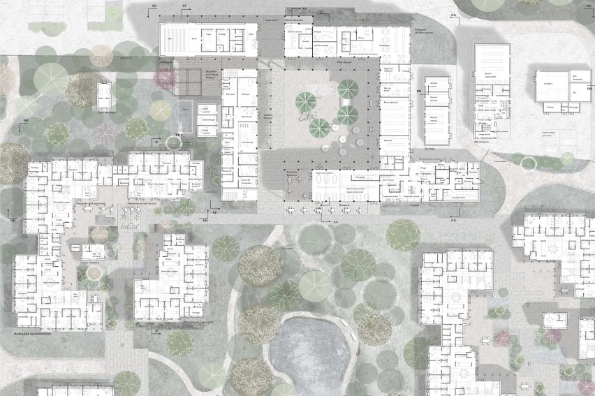 Site plan of the Alzheimer's Village in France by NORD Architects