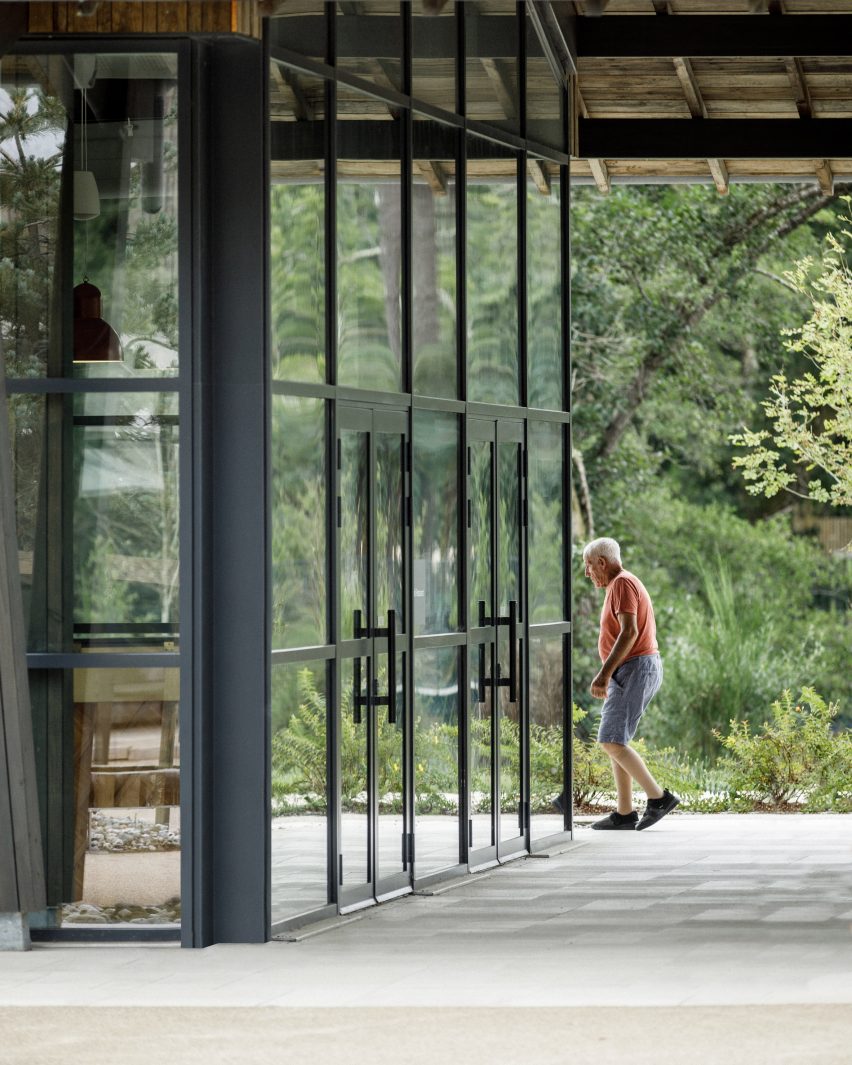 Glass entrance to the Alzheimer's Village in France by NORD Architects