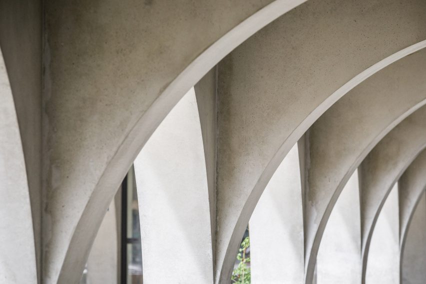 Wide concrete archways