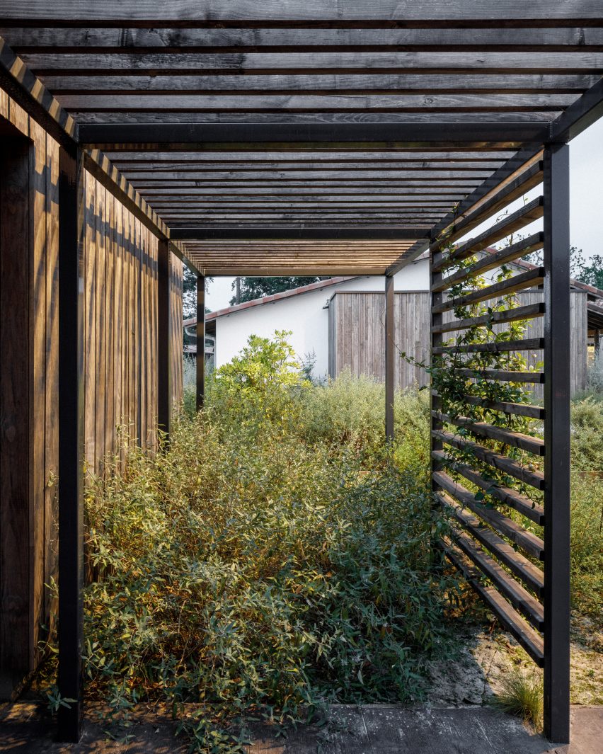 Outdoor garden at the Alzheimer's Village in France by NOMO Architects