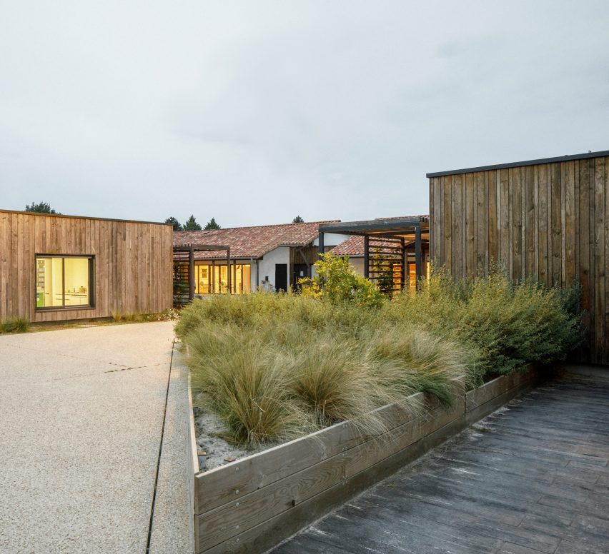 Outdoor garden at the Alzheimer's Village in France by NOMO Architects