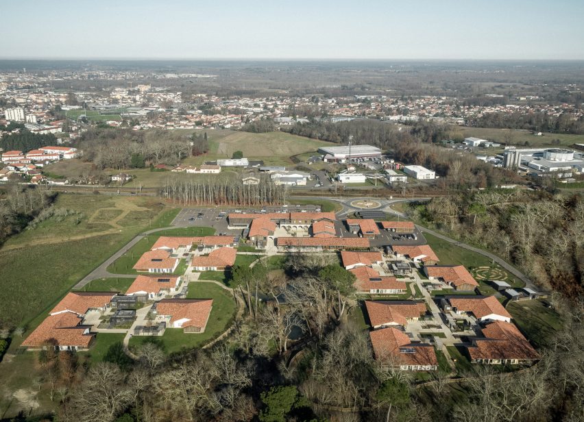 Aerial view of the Alzheimer's Village in France by NOMO Architects