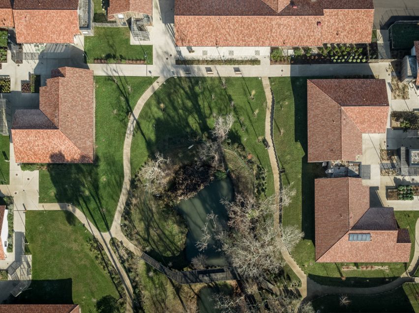 Aerial view of the Alzheimer's Village in France by NOMO Architects