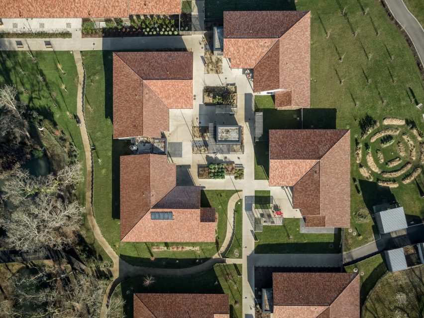 Aerial view of the Alzheimer's Village in France by NOMO Architects