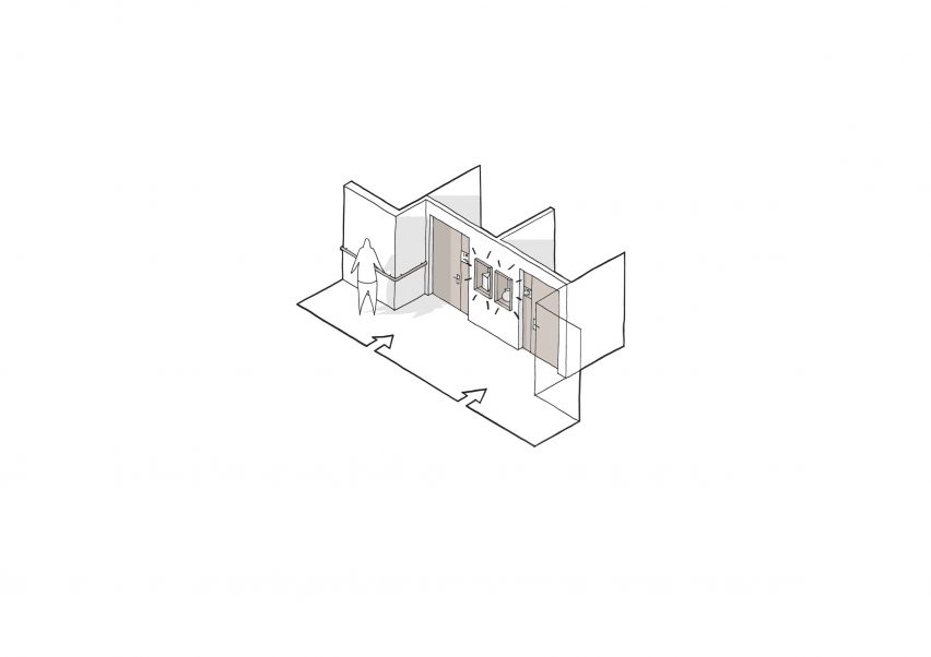 Isometric drawing of wayfinding at the Alzheimer's Village in France by NORD Architects