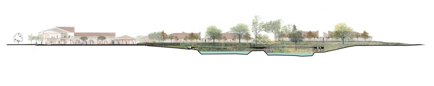 Section drawing of the Alzheimer's Village in France by NORD Architects