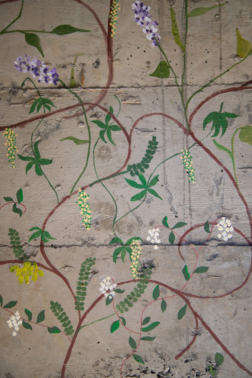 Painted flowers on concrete