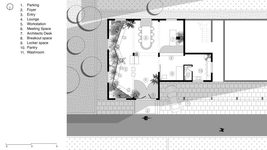 Floor plan of Workers of Art office interior in Kerala