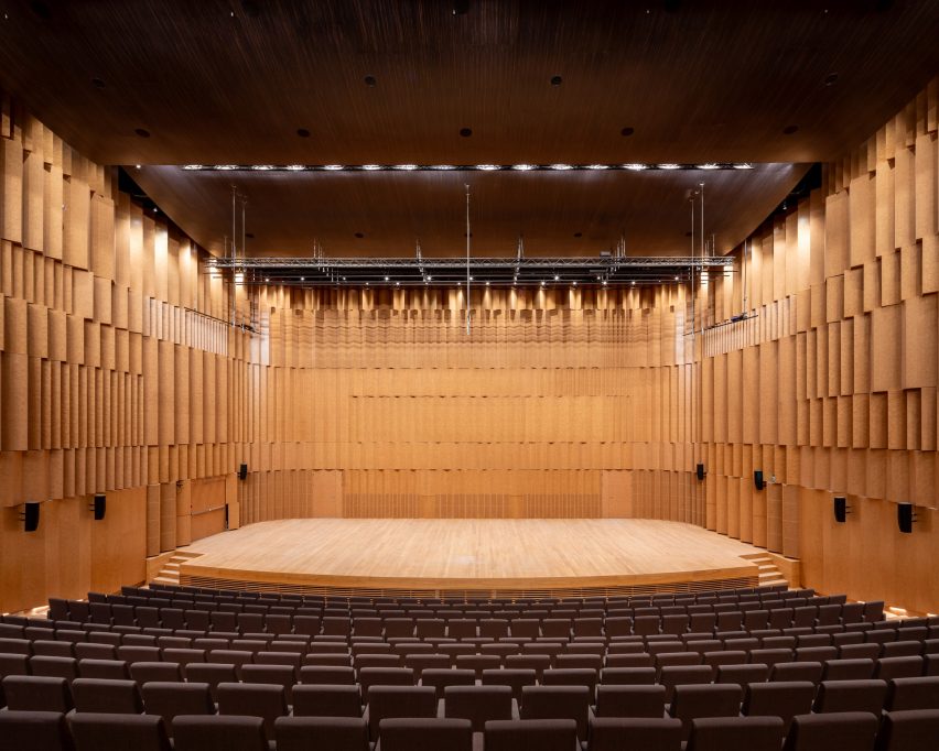 Wood-lined concert hall