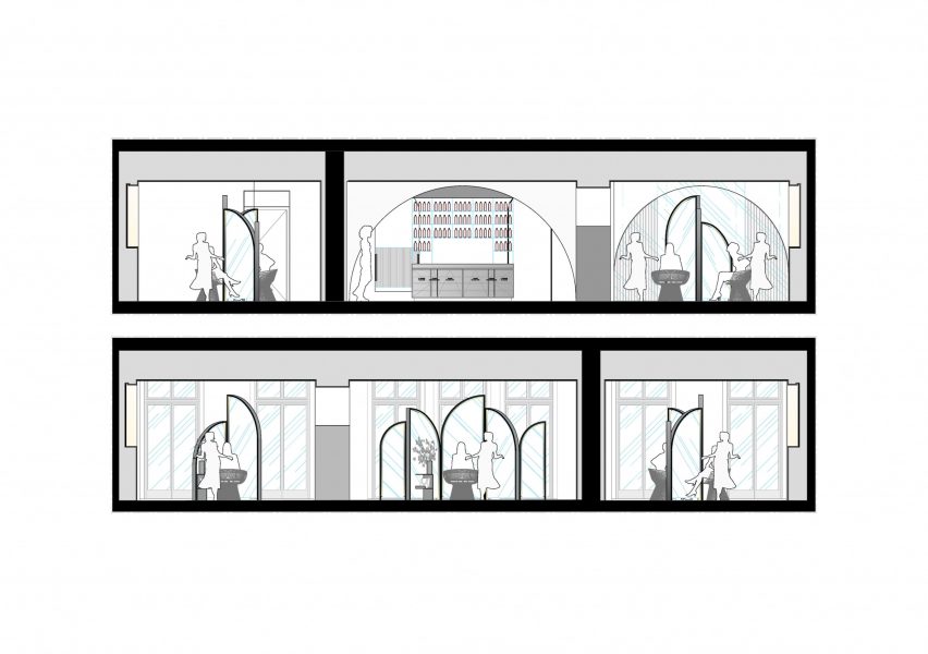 Salon elevations at La Maison de Beauté Carita by REV Architecture