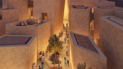 Aerial render of Saudi Arabia's pavilion at the upcoming World Expo