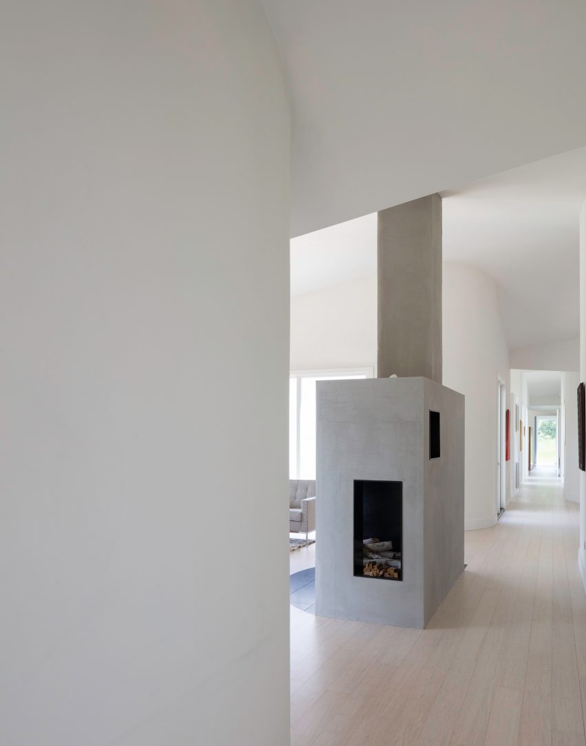 A concrete fireplace unit