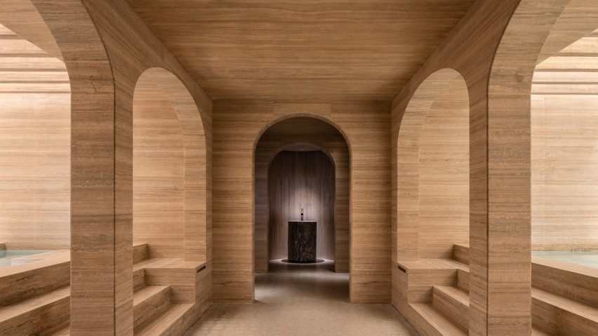 Bathhouse of Six Senses Rome hotel by Patricia Urquiola