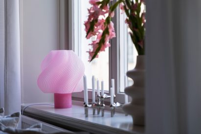 Lamp in window in Stockholm