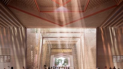 Interior visualisation of airport in Saudi Arabia by Foster + Partners
