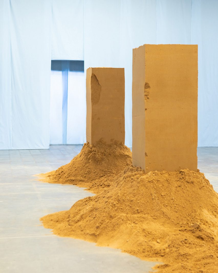 Sand installation by Spacon & X at Stine Goya Spring/Summer 2023 show Whisper Loud