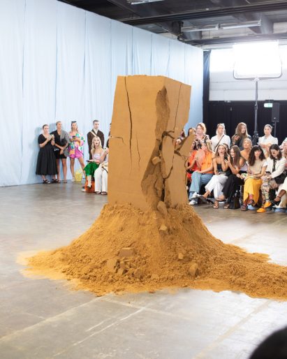 Sand installation by Spacon & X at Stine Goya Spring/Summer 2023 show Whisper Loud