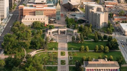 Aerial view of the civic centre in downtown Denver
