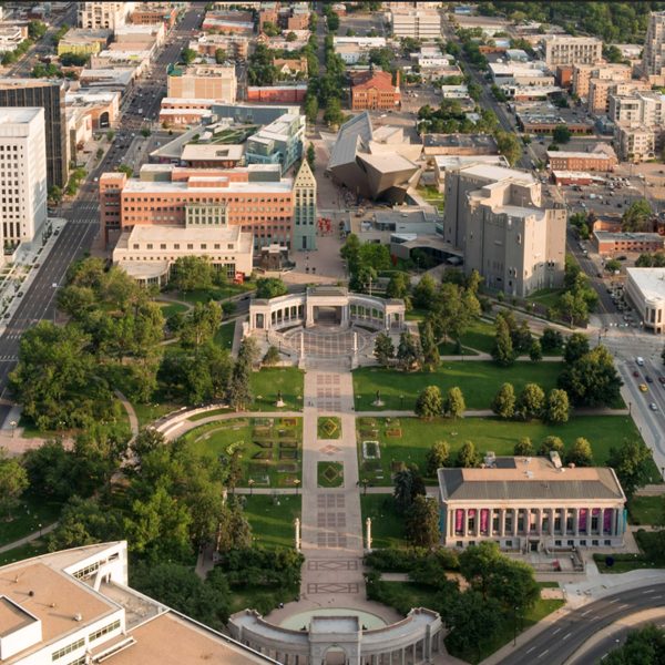Aerial view of the civic centre in downtown Denver