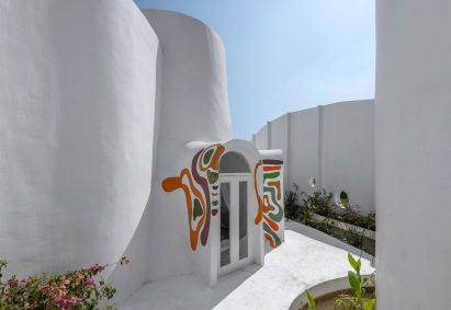 External waterbody and courtyard in the Ferrocement workplace