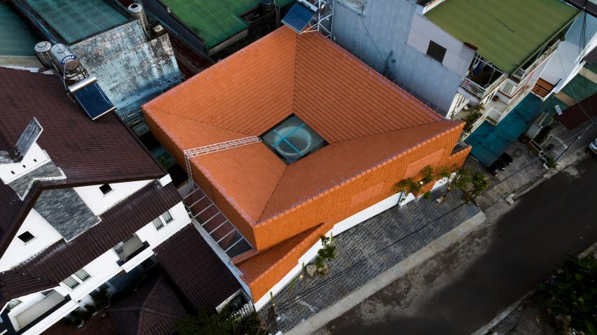 Aerial view of Tile House by The Bloom Architects