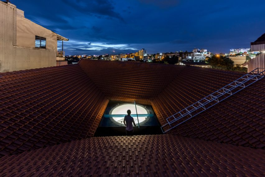 Circular skylight in a roof