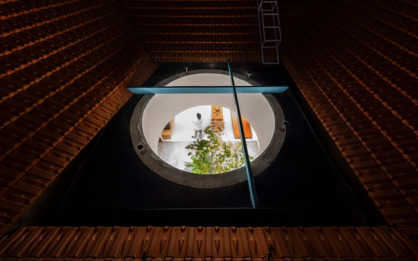 Circular skylight in a roof