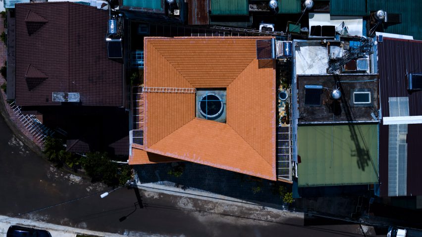 Aerial view of Tile House by The Bloom Architects